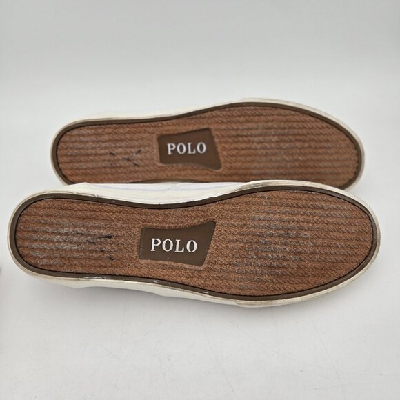 Polo Ralph Lauren Thorton 15D Tan Canvas Leather Trim Sneakers Mens White 01087 - Picture 12 of 12